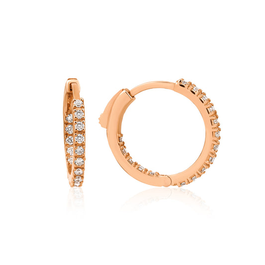 Gentle Arc Küpe - 14K altın pırlanta küpe ön görünüm