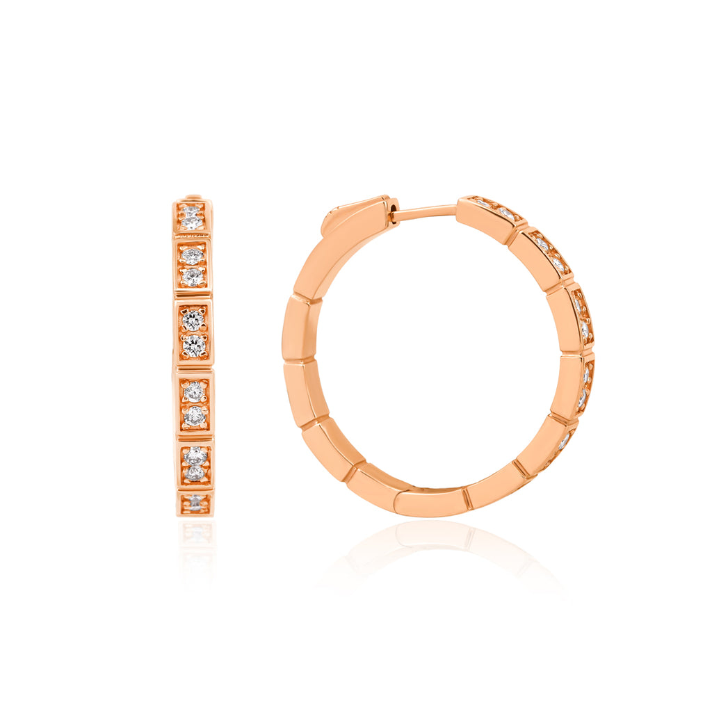 Maison Blok Küpe - 14K altın pırlanta küpe ön görünüm