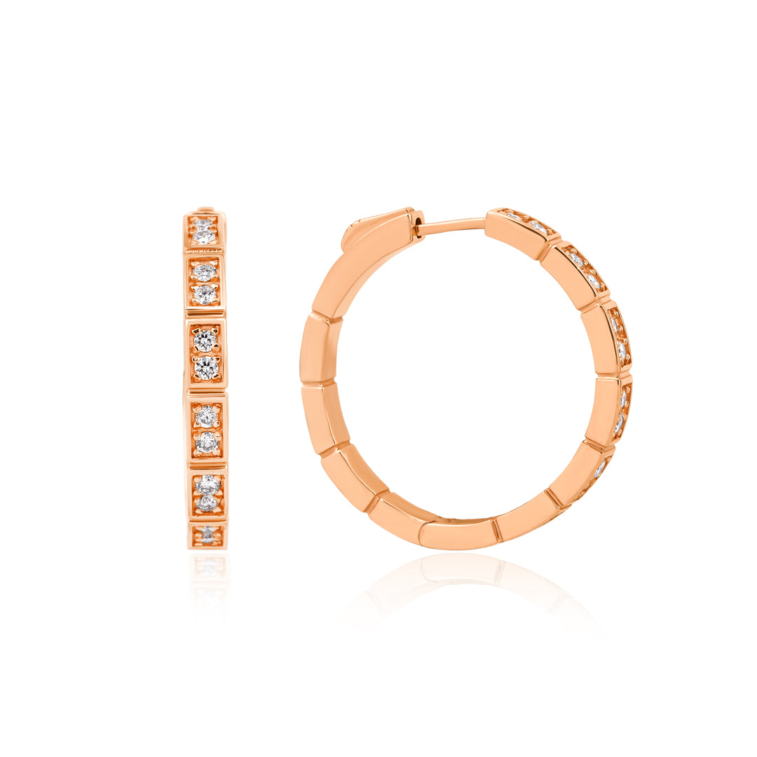 Maison Blok Küpe - 14K altın pırlanta küpe ön görünüm