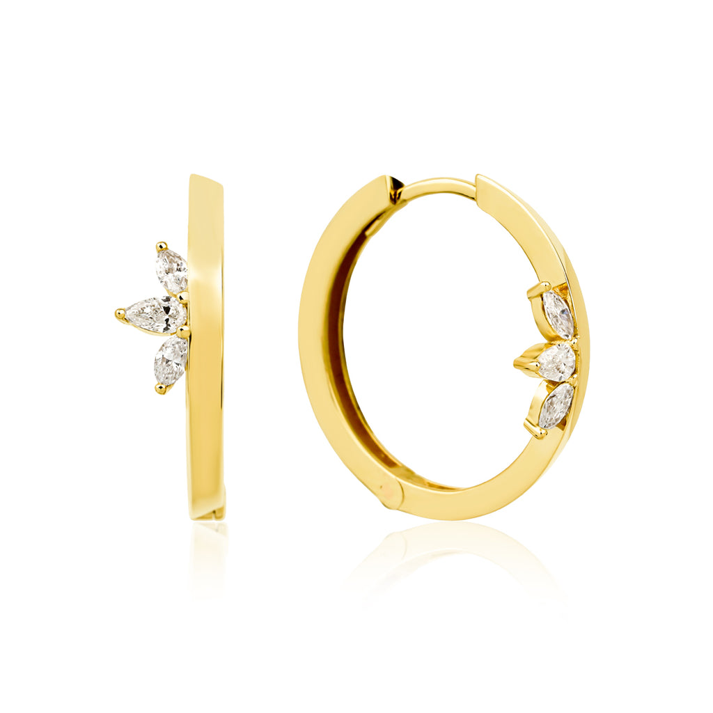 Celeste Midi pırlanta küpe 14K altın 0.39ct E-VS sertifikalı detay görünüm