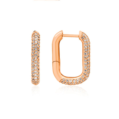 Frame Küpe - 14K altın pırlanta küpe ön görünüm