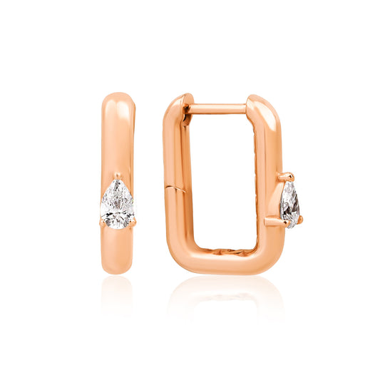 Frame Drop Küpe - 14K altın pırlanta küpe ön görünüm