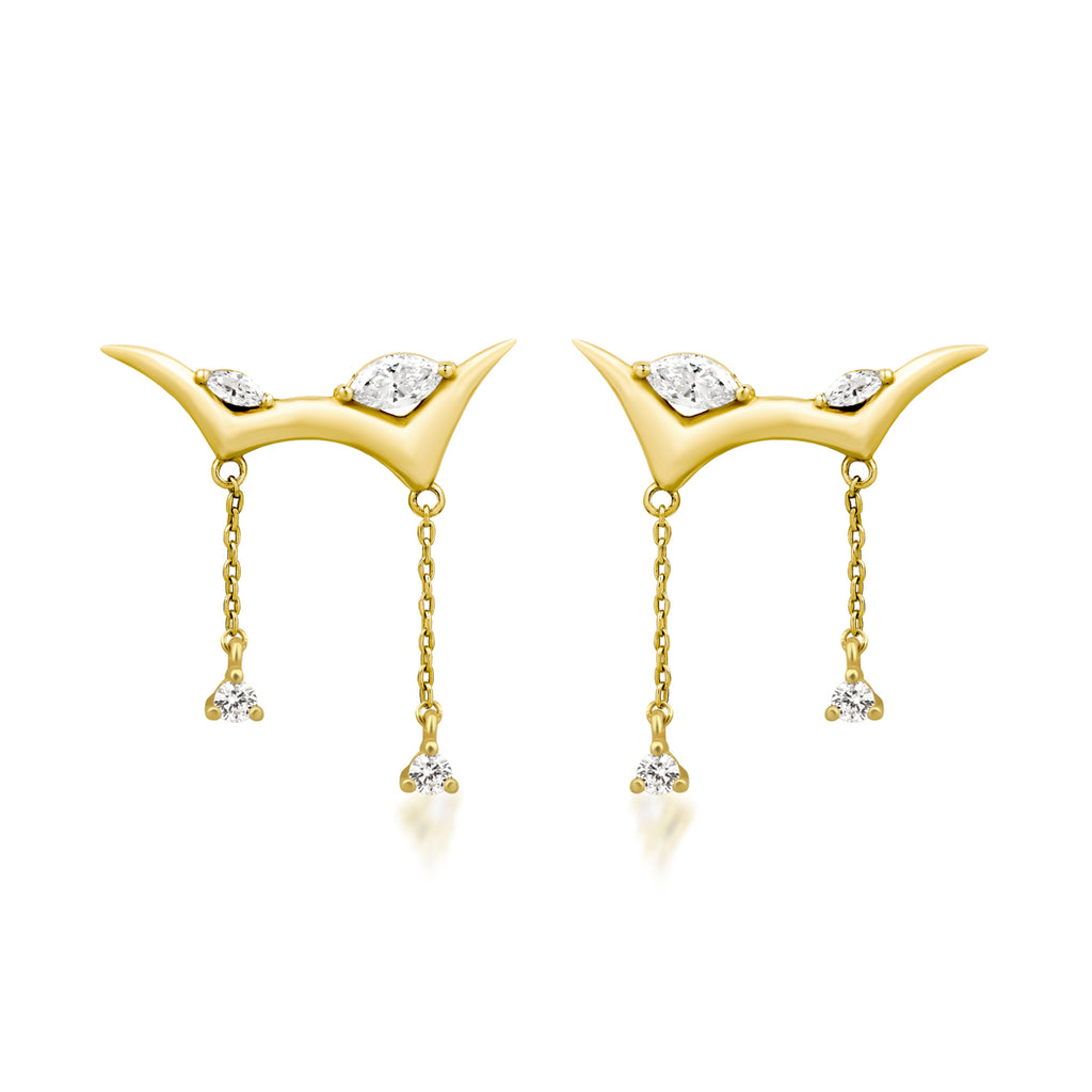 Solaria Longue pırlanta küpe 14K altın 0.24ct E-VS sertifikalı detay görünüm