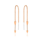 Arrow Line Küpe - 14K altın pırlanta küpe ön görünüm