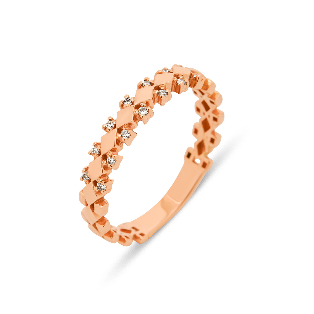 Reflex Yüzük - 14K altın pırlanta yüzük ön görünüm