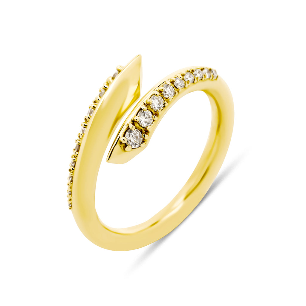 Flow Edge Yüzük 0.49 ct pırlanta 14K altın akıcı tasarım