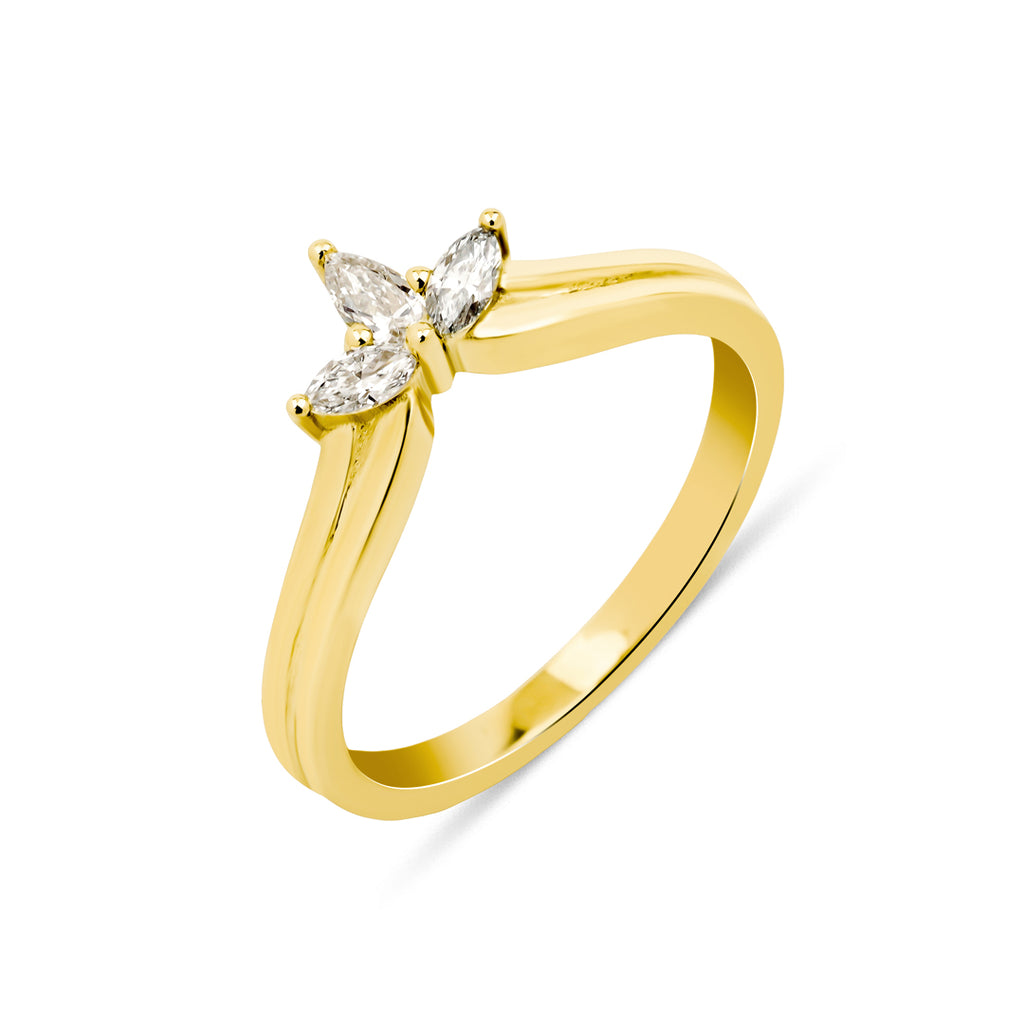 Diadem Yüzük 0.17 ct pırlanta 14K altın zarif tasarım