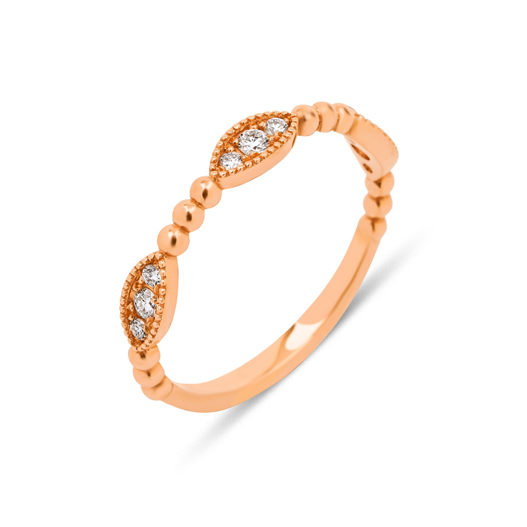 Mini Leaf Yüzük - 14K altın pırlanta yüzük ön görünüm