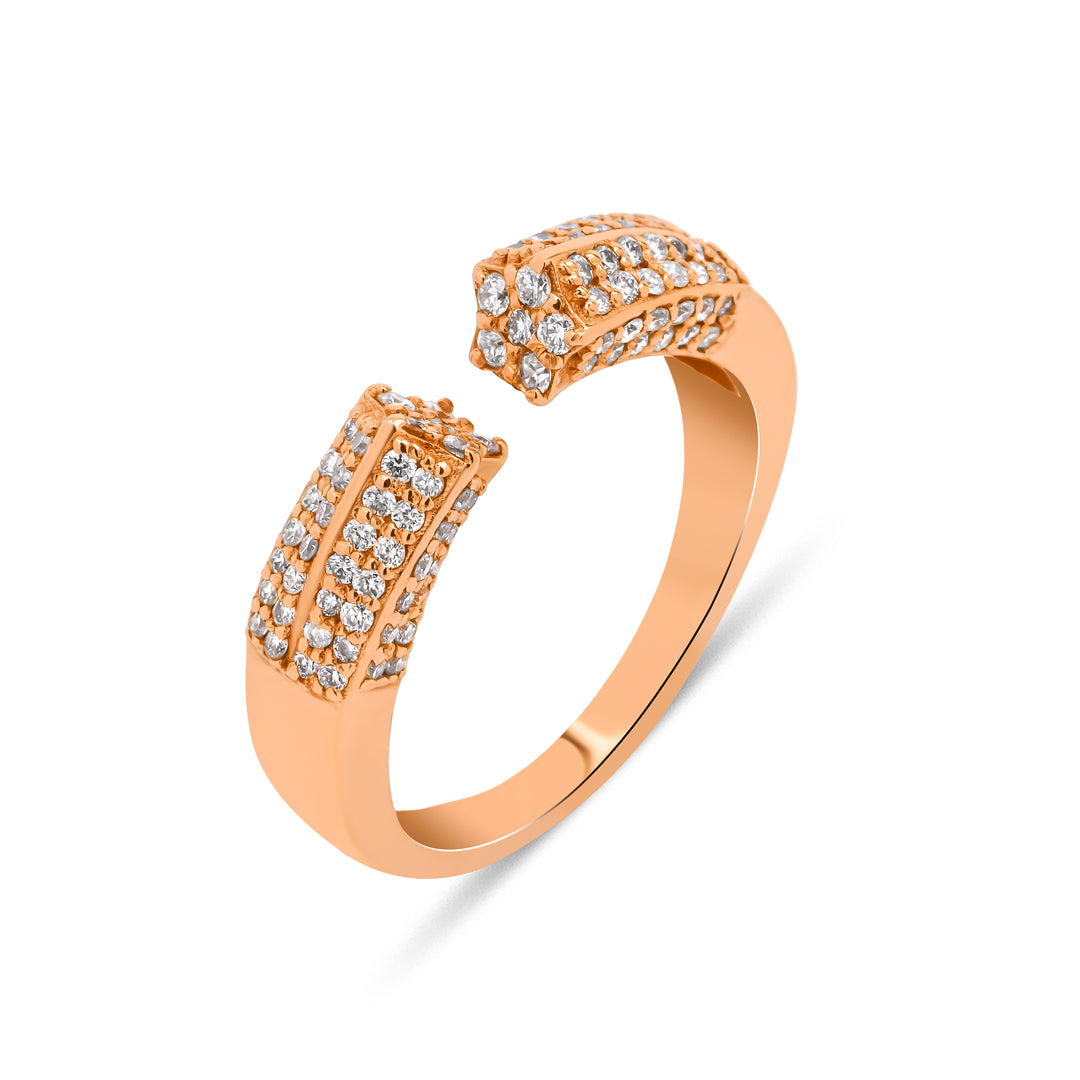 Hollow Star Yüzük - 14K altın pırlanta yüzük ön görünüm