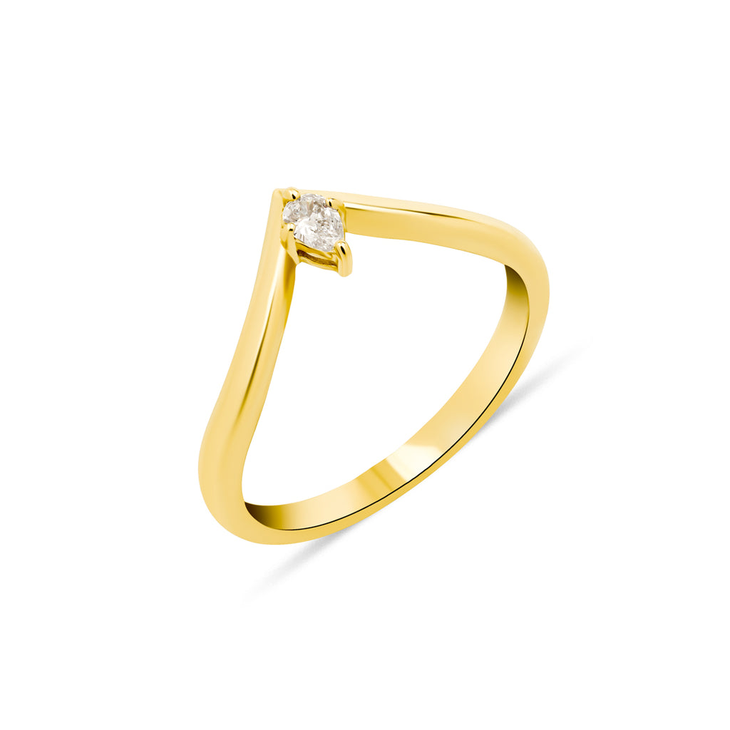 Aureola Yüzük 0.08 ct pırlanta 14K altın minimal tasarım