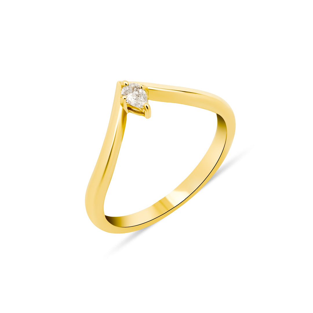 Aureola Yüzük 0.08 ct pırlanta 14K altın minimal tasarım