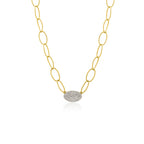 Oval Crest Kolye 0.45 ct pırlanta 14K altın oval taç tasarım