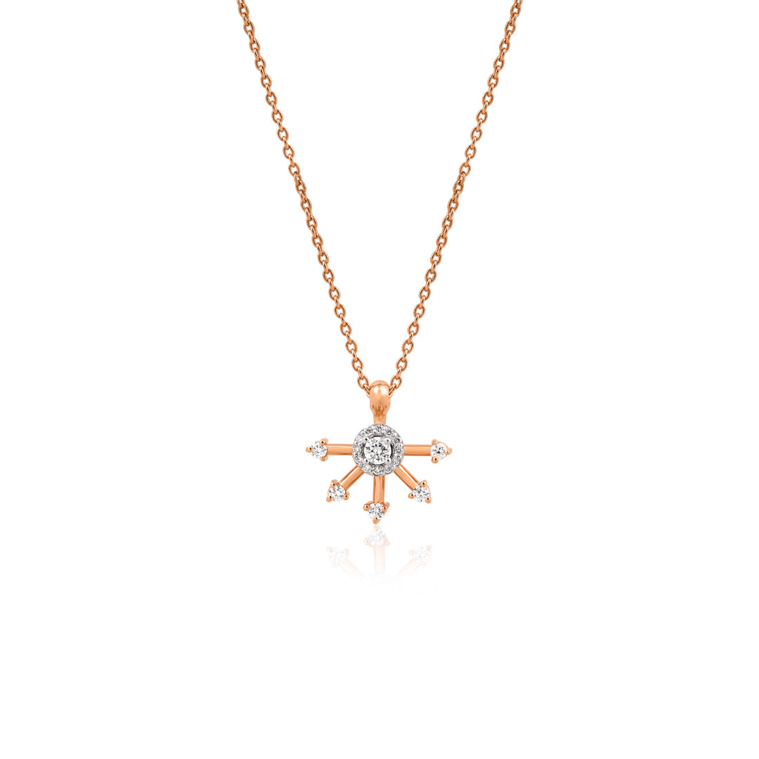 Golden Ray Kolye - 14K altın pırlanta kolye ön görünüm