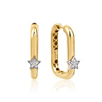 Regulus 14K altın yıldız küpe yakın çekim, pırlanta detayları