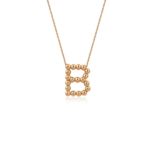14K altın Bamblo Gold harf kolye detay görünümü, B harfi