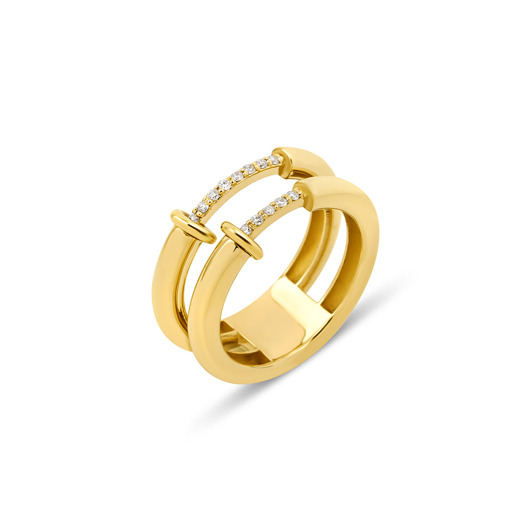 Eternal Flow 14K altın yüzük 0.11 ct baget pırlanta detaylı - Ala Fine Jewelry