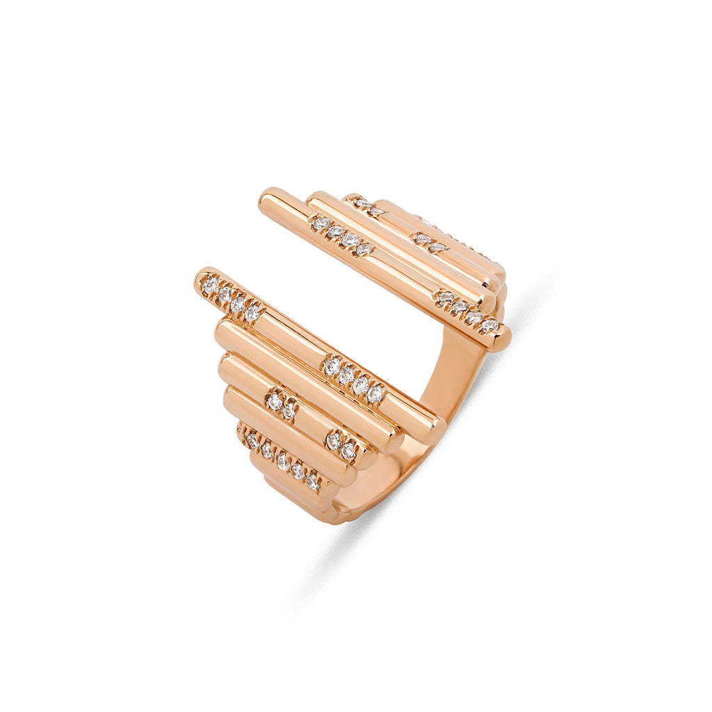 Echo Lines 14K altın yüzük 0.25 ct baget pırlanta detaylı - Ala Fine Jewelry