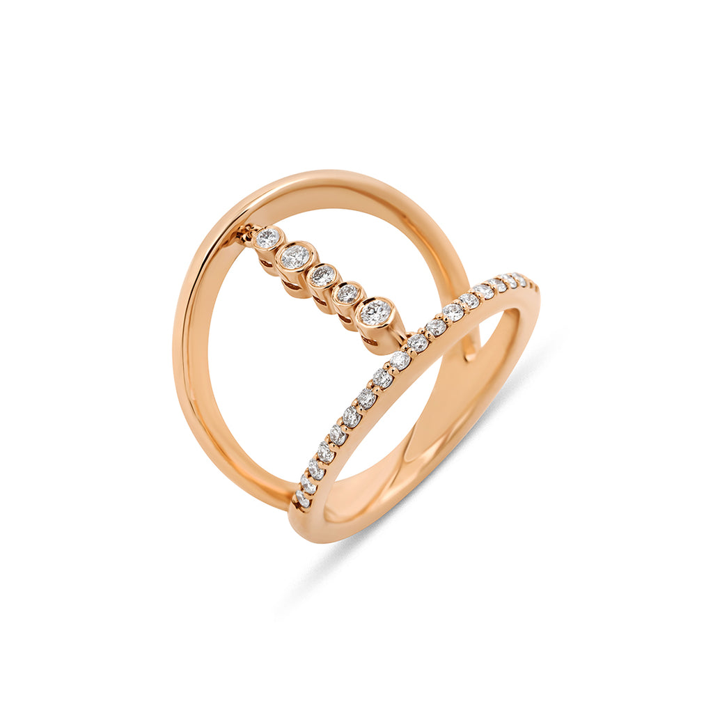 Diamond Drift 14K altın pırlanta yüzük, zarif baget kesim tasarım, 0.32 ct E-VS pırlanta detayları