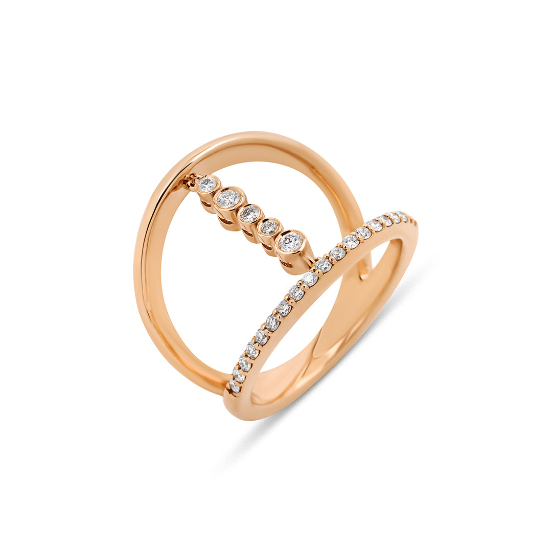 Diamond Drift 14K altın pırlanta yüzük, zarif baget kesim tasarım, 0.32 ct E-VS pırlanta detayları