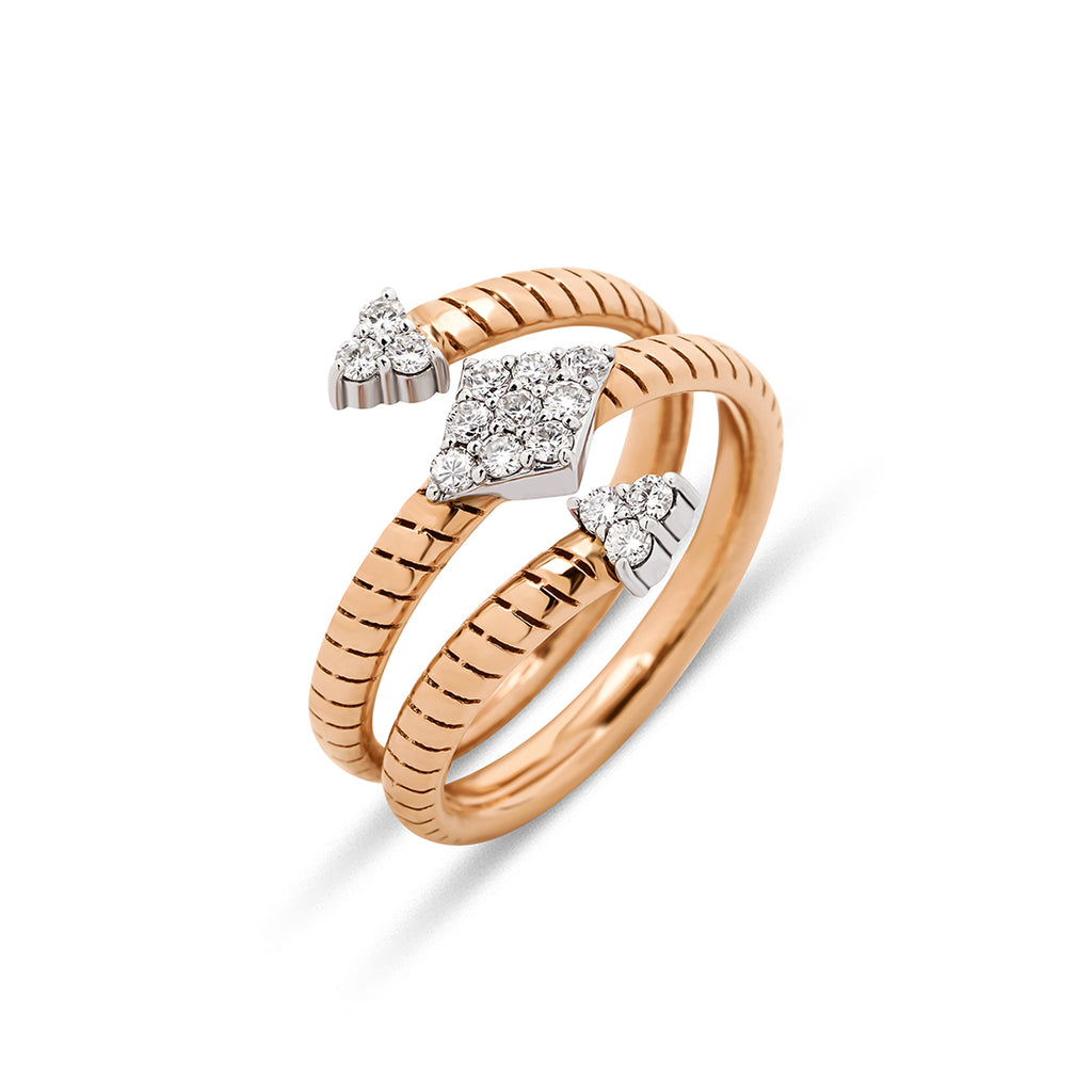 Serpent Spiral 14K altın pırlanta yüzük, zarif spiral tasarım, 0.36 ct E-VS pırlanta detayları