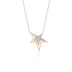 Celestial Dual 14K altın pırlanta kolye, zarif yıldız tasarım, 0.36 ct E-VS pırlanta detayları