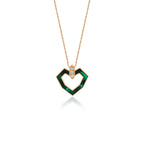 Emerald Love 14K altın pırlanta kolye, zarif romantik tasarım, 0.09 ct E-VS pırlanta detayları