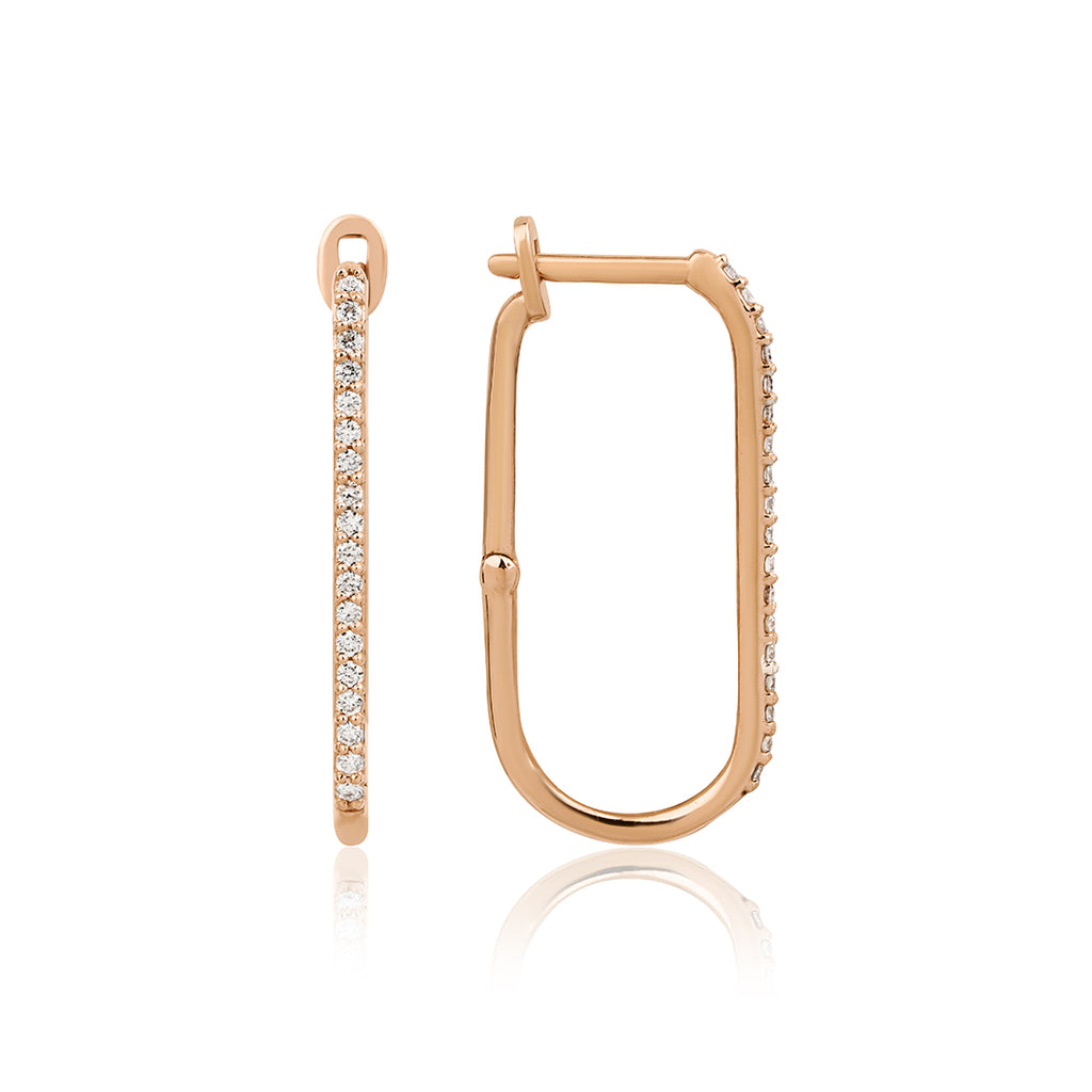 Balanced Arc 14K altın pırlanta küpe, zarif halka tasarım, 0.24 ct E-VS pırlanta detayları