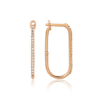 Balanced Arc 14K altın pırlanta küpe, zarif halka tasarım, 0.24 ct E-VS pırlanta detayları