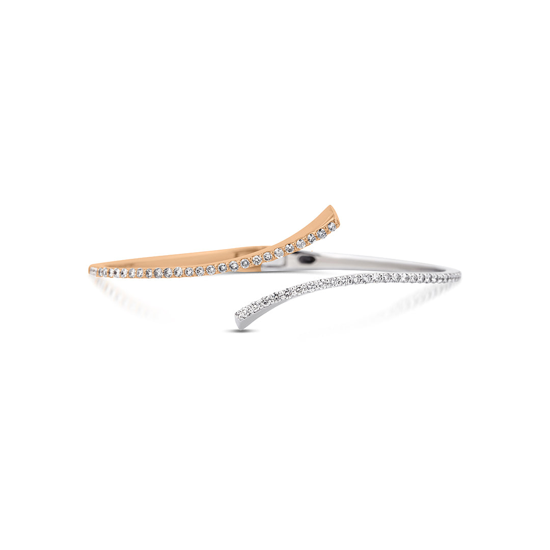 Dual Flame 14K altın pırlanta bileklik, iki tonlu altın detayları, 0.99 ct E-VS pırlanta
