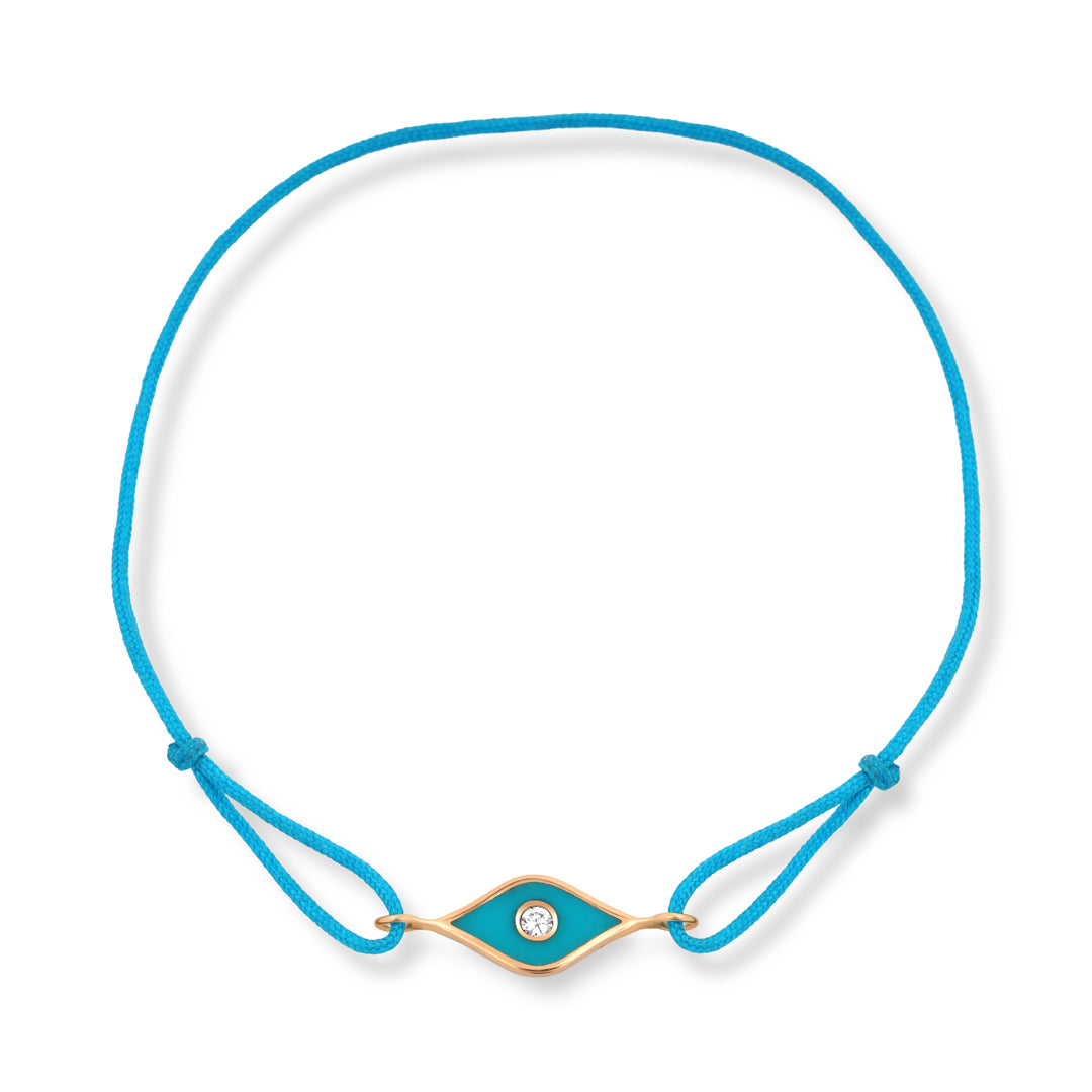 Ocean Eye 14K altın ipli bileklik turkuaz göz motifli nazarlık - Ala Fine Jewelry