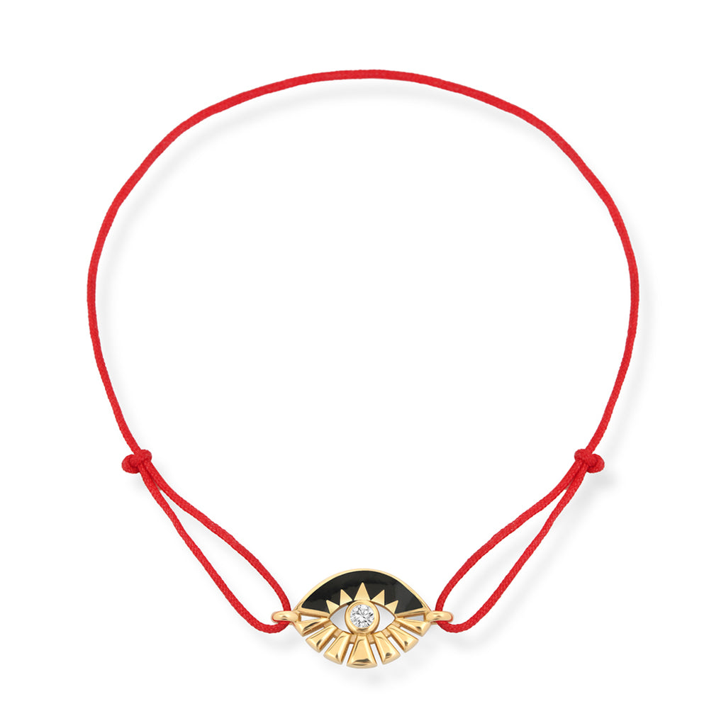 Lumen Gaze 14K altın ipli bileklik pırlanta göz ve güneş figürlü - Ala Fine Jewelry