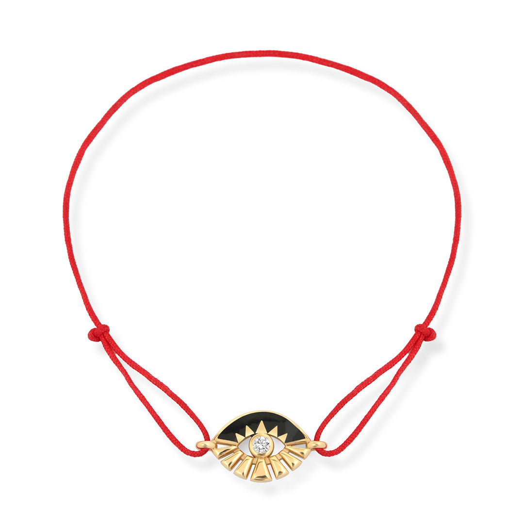 Lumen Gaze 14K altın ipli bileklik pırlanta göz ve güneş figürlü - Ala Fine Jewelry