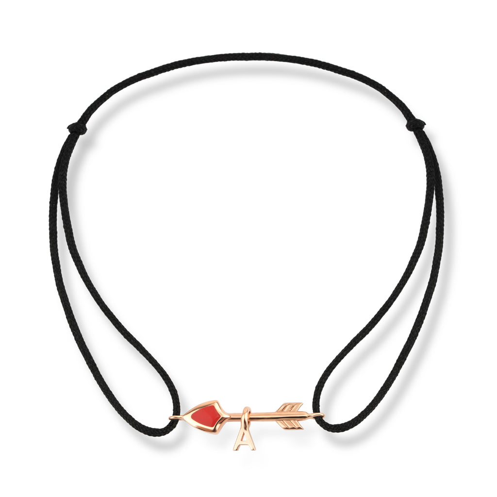 Guided Arrow 14K altın ipli bileklik ok ve harf detaylı kişiselleştirilebilir - Ala Fine Jewelry