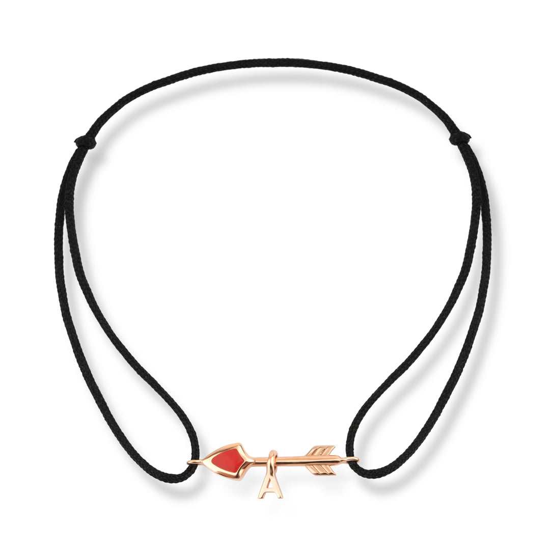 Guided Arrow 14K altın ipli bileklik ok ve harf detaylı kişiselleştirilebilir - Ala Fine Jewelry