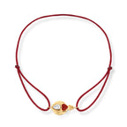 Heartlight 14K altın ipli bileklik damla pırlanta kırmızı mine kalp - Ala Fine Jewelry