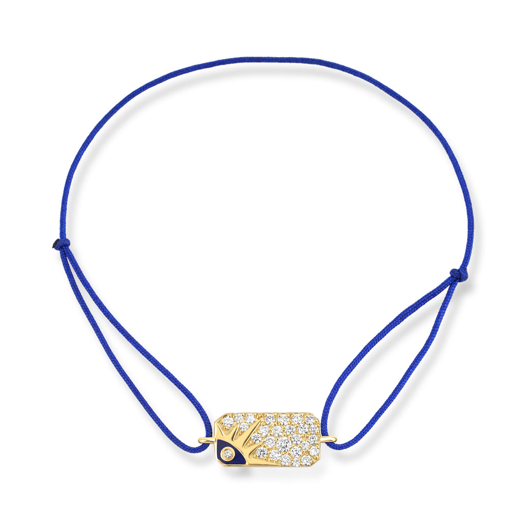 Cosmic Shield 14K altın ipli bileklik pırlanta göz ve nazarlık figürlü - Ala Fine Jewelry