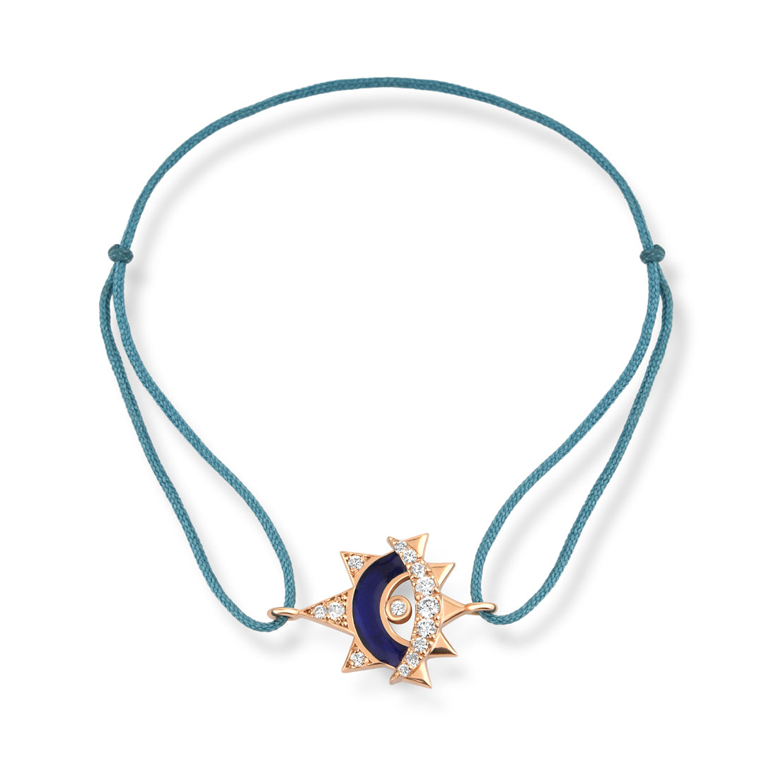 Lunar Radiance 14K altın ipli bileklik pırlanta hilal ve yıldız figürlü - Ala Fine Jewelry