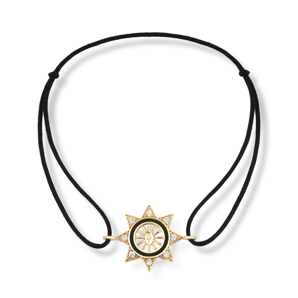 Compass Star 14K altın ipli bileklik pırlanta yıldız ve pusula figürlü - Ala Fine Jewelry