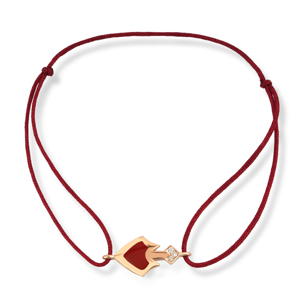 Crowded Heart 14K altın ipli bileklik pırlanta taçlı kalp figürlü - Ala Fine Jewelry