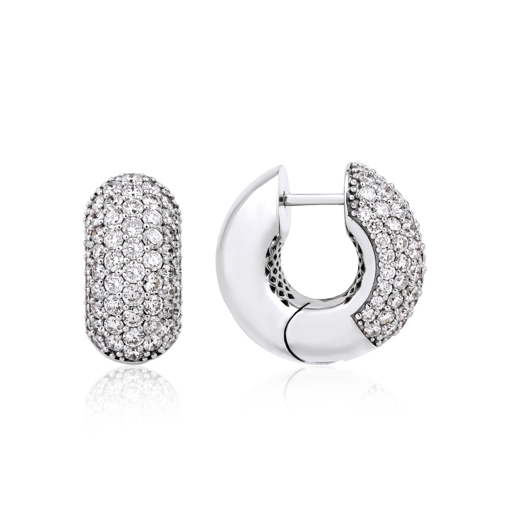 Dome pırlanta küpe, 14K altın, 3.20 ct E-VS kalite pırlanta, lüks tasarım