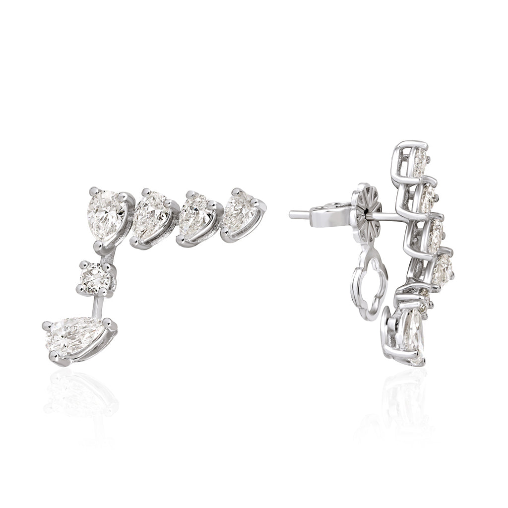 Dova pırlanta küpe, 14K altın, 1.69 ct E-VS kalite pırlanta, özel tasarım