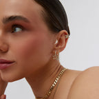 14K altın Princess Marquise piercing - marquise kesim pırlanta detaylı helix tragus piercing, kulakta görünüm