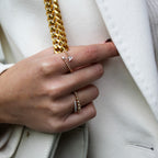 Bubble Letter Yüzük parmakta görünümü - 14K altın harf yüzük