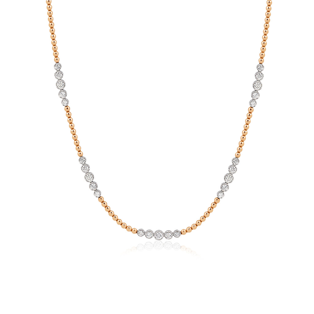 Bamblo Suyolu 14K altın gerdanlık 2.05 ct E-VS pırlanta - Ala Fine Jewelry