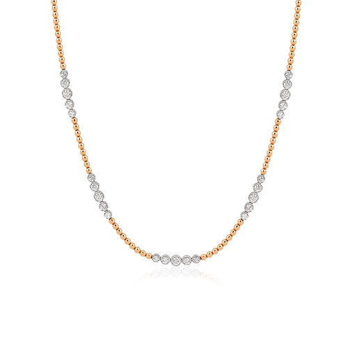 Bamblo Suyolu 14K altın gerdanlık 2.05 ct E-VS pırlanta - Ala Fine Jewelry