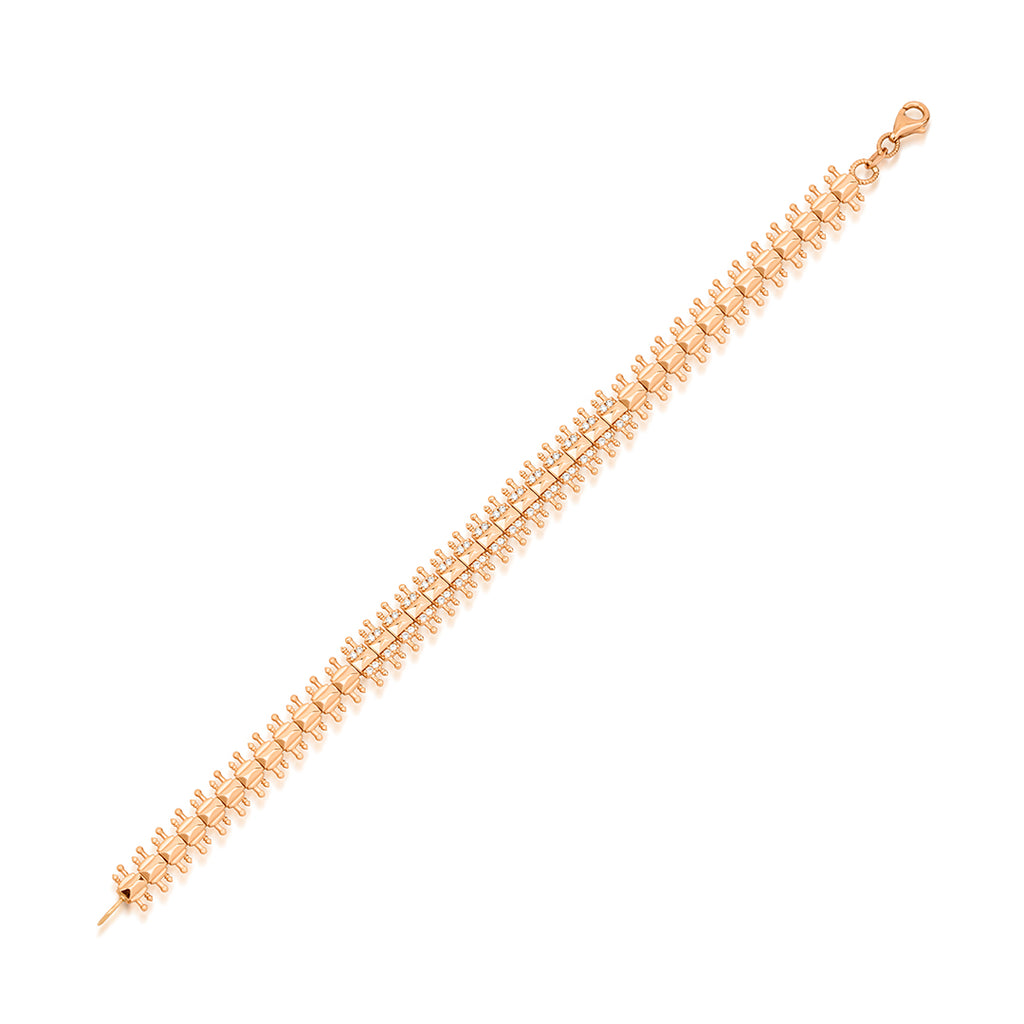 Braid Bileklik - 0.42 ct pırlanta ve 14K altın örgü tasarım bileklik