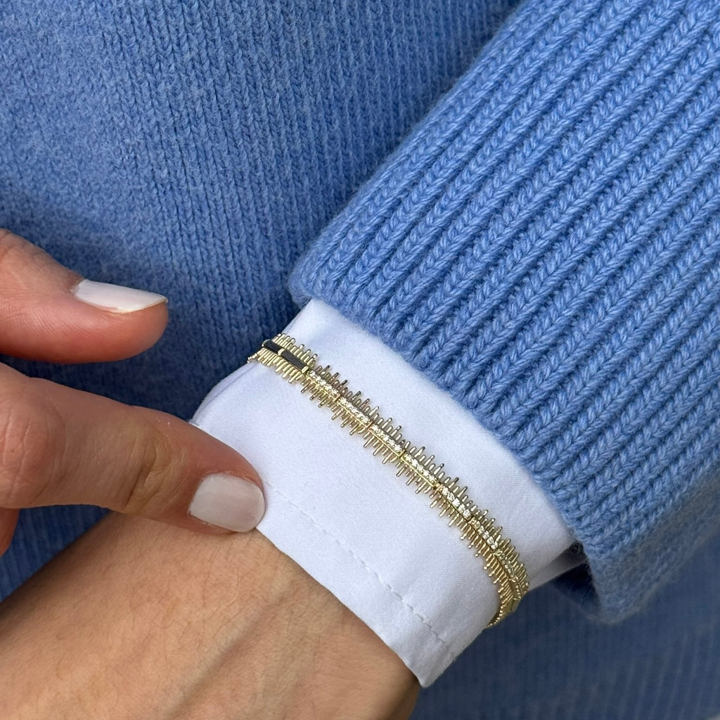 Baton bileklik detay görünüm - 14K altın pırlanta tennis bileklik - Ala Fine Jewelry