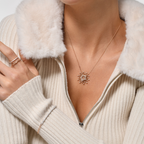 Shine Kolye boyunda görünümü - 14K altın pırlanta yıldız kolye