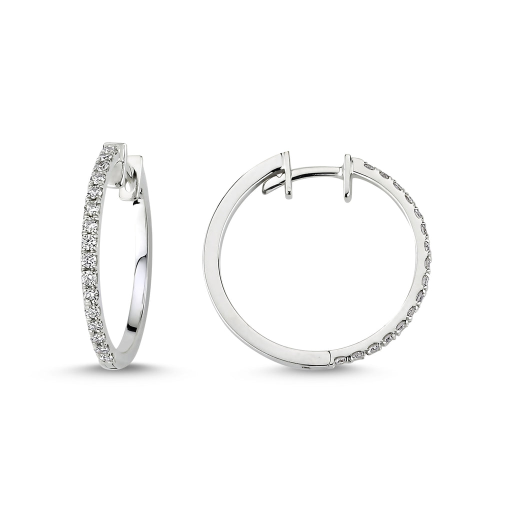 0.38 ct E-VS pırlanta taşlı 14K altın halka küpe 2.4 cm