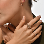 Lineal Yüzük parmakta görünümü - 14K altın pırlanta yüzük